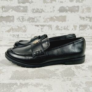 New Anne Klein Nene Black Faux Leather Slip On Loafers V366